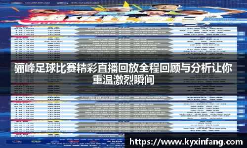 骊峰足球比赛精彩直播回放全程回顾与分析让你重温激烈瞬间